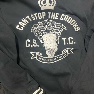 Crooks & Castles Black Varsity Jacket with Silver Accents